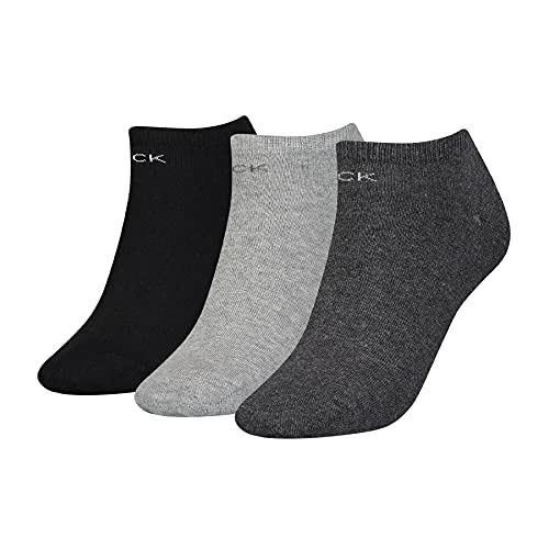 Calvin Klein Lot de 3 paires de chaussettes pour femme, Gris foncé mélangé, taille unique