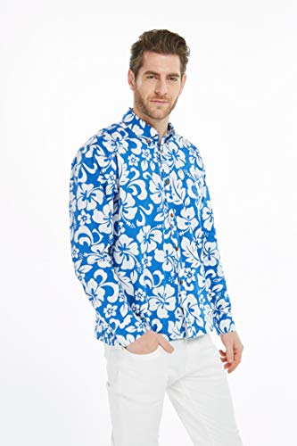 Image of Hawaii Hangover Family Matching Clothes, Classic Vintage Hibiscus Blue | Family matching Hawaiian outfits, Classic Vintage Hibiscus Blue, 100% cotton, machine washable, tropical floral print, luaus