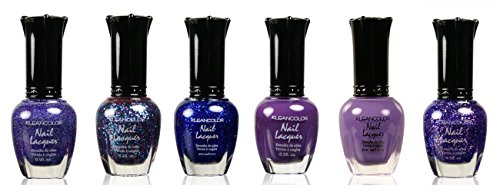 Kleancolor Assorted Nail Polish 6pc Set Selection (Pastel, Metallic, Blue, Pink, Neon, and Purple) (Purple 2, 6 Pieces)