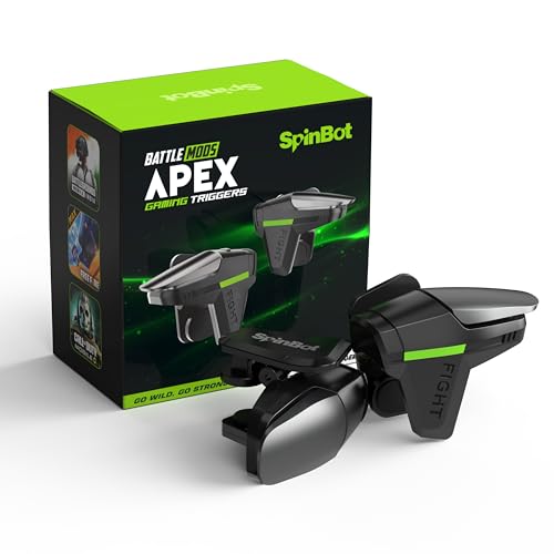 Image of SpinBot BattleMods Apex | Mobile Gaming Triggers | Zero Lag Response | 5X Faster with Capacitive Conduction | for BGMI /Free Fire Max /COD Mobile - (Black & Grey)