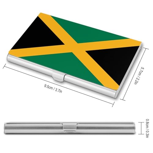 Jamaican Flag Business Card Holder, Pocket Slim Metal Business Card Case for Women Men2