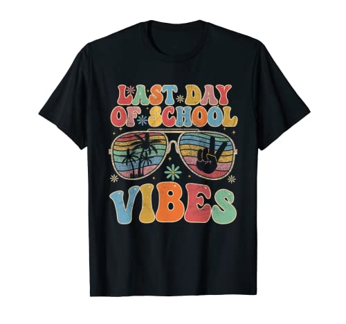 Groovy Last Day of School Vibes Maestro Estudiante Graduación Camiseta