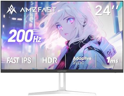 （02:30時点） Amzfast 24インチ ゲーミングモニター白 200Hz/1ms MPRT/Fast IPS/FHD/HDR/Adaptive Sync/目に優しい/HDMI+DP搭載/75x75VESA/5年保証/AMZG24X1W（ホワイト）