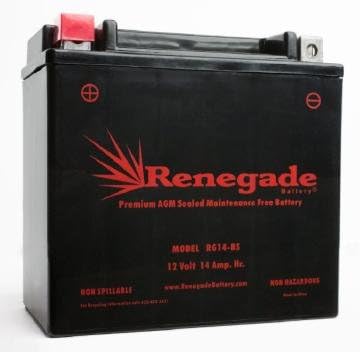 ATV Battery; RG14-WS 300+ CCA's; For Kawasaki (05-23) KVF750 Brute Force / (05-13) KVF650 Brute Force / (04-06) KVF700 Prairie
