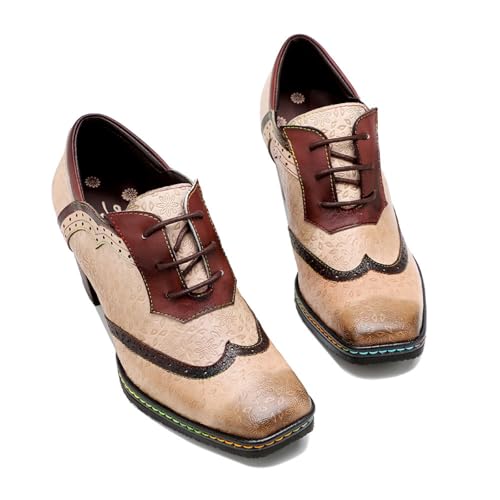 Bottines Mary Jane en cuir fait main à talon bloc bohème