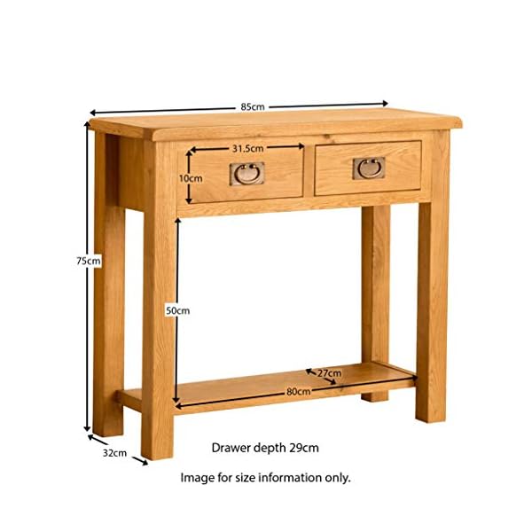 RoselandFurniture Lanner Oak Console Table with Storage | Large Traditional Rustic Waxed Solid Wood 2 Drawers Telephone Table for Hallway or Living Room - Image 10