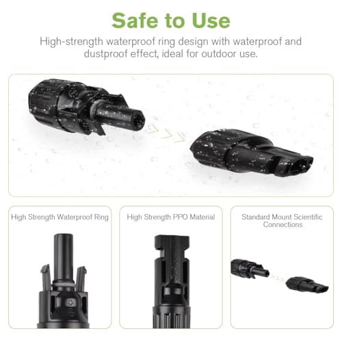 URAQT Solarladekabel Solarstecker auf XT60 Adapter, 12AWG Solarpanel Kabel Kit Solarstecker Wasserdicht Solarkabel Verlängerung XT60 Stecker für tragbares Kraftwerk und Solargenerator (60CM)