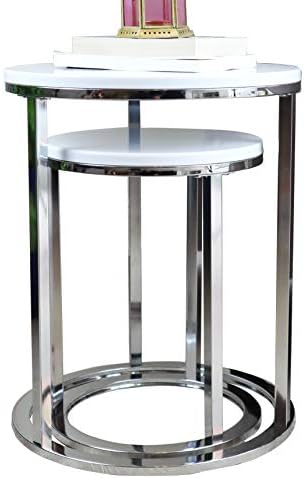 ASPECT Hiba Round Nest of 2, Sunburst Pattern Metal Table (Antique Bronze/Black), 38 Dia x 55(H) cm