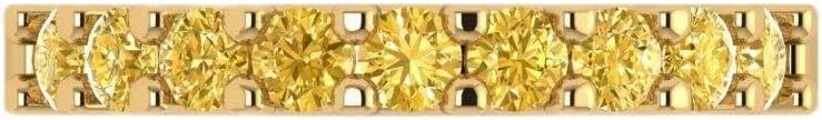 Clara Pucci 14K Yellow Gold Stacking Vintage Natural Citrine Eternity Wedding Band (0.63 cttw)