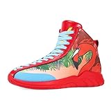 Picture of Men's Red High Top Sneakers Flamingo Graffiti Lightweight Outdoor Basketball Shoes Ankle Boots Size 10