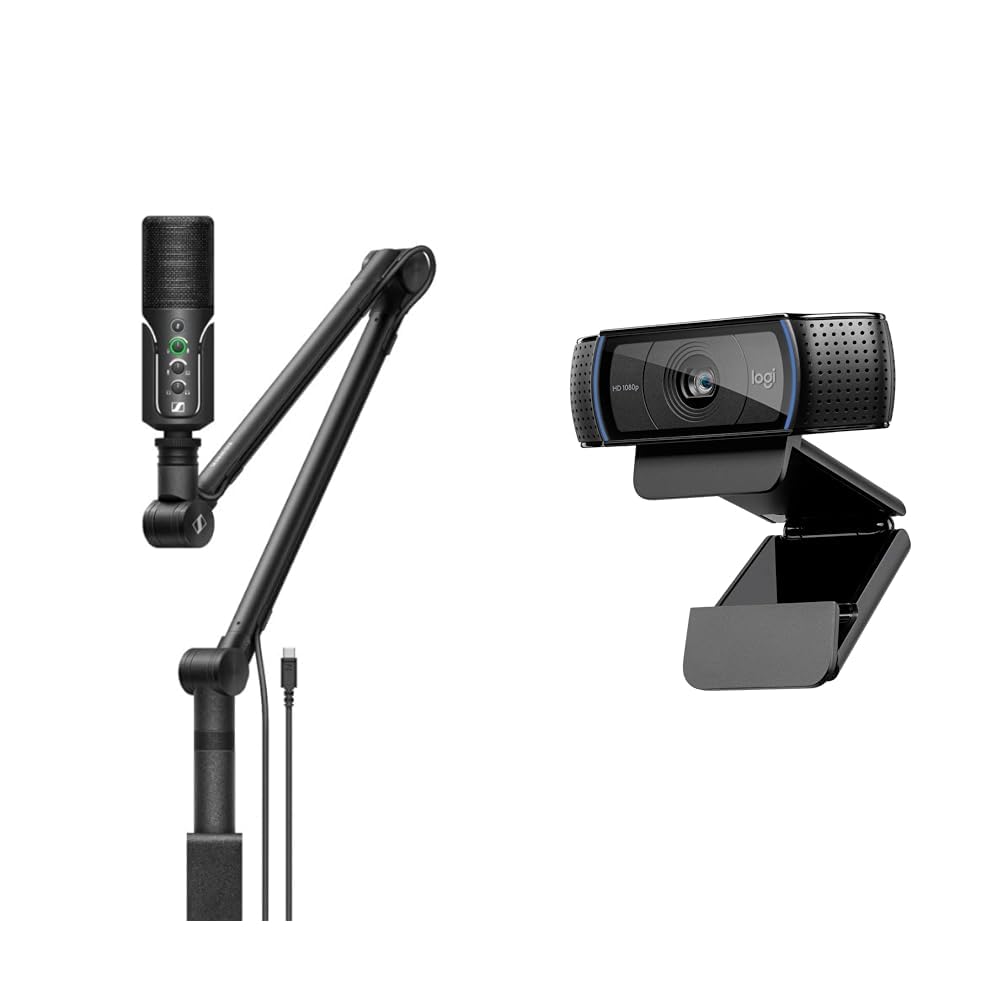 Sennheiser Profile Streaming Set mit USB Mikrofon, Boom Arm und Tasche & Logitech C920 HD PRO Webcam, Full-HD 1080p, 78° Sichtfeld