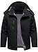 HOOD CREW Herren Winterjacken Warme Fleecegefütterte Mäntel Winddichte Wasserabweisende Skijacke Outdoor Softshelljacke mit Kapuze Schwarz L