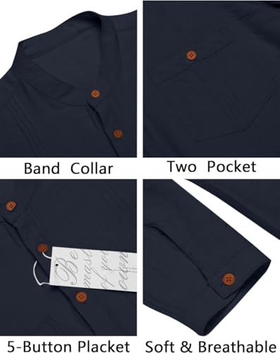 Image of Macsivo Cotton Blend Solid Casual Short Kurta for Men Long Sleeve Mandarin Collar Stylish Shirt Kurta for Men