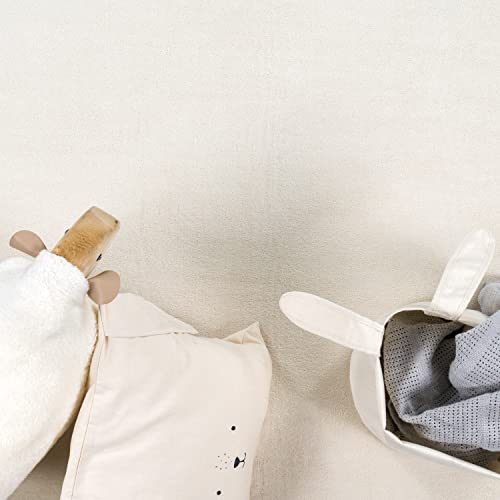 Paco Home Teppich Kinderzimmer Kinderteppich Baby Spielteppich Krabbeldecke Krabbelmatte Weich rutschfest Jungen Mädchen Deko, Grösse:80 cm Rund, Farbe:Creme