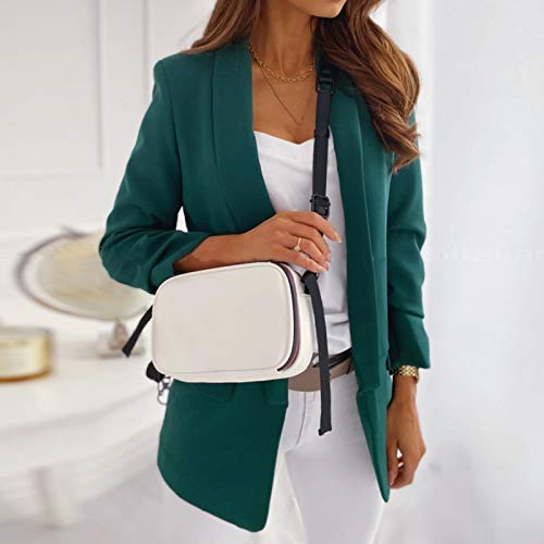 maiduoduo01 Blazer feminino de outono com manga comprida, lapela de cor sólida formal para trabalho