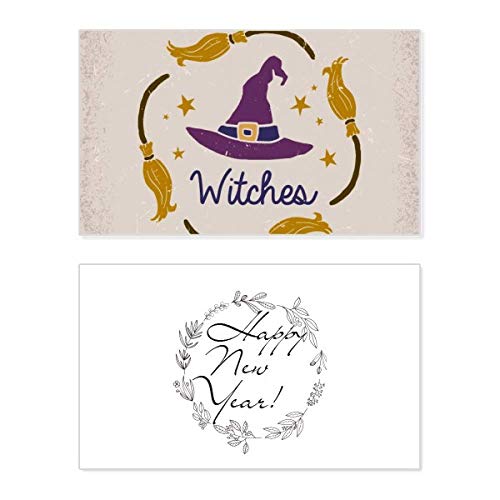 Chapeau violet motif dessin animé avec carte de voeux Halloween et Nouvel An