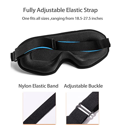 Sireck Sleep Mask,100% Light Blocking Sleep Eye Mask For Men Women,15Mm Depth Zero Pressure 3D Night Eye Cover For Travel, Nap, Shift Work, Includes Travel Pouch, Black #TOP5