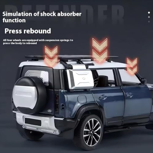 Image of 1:32 Scale New Defender Alloy Pickup Car Toy Metal Pull Back Diecast Car with Openable Door and Sound Light, Gifts Toys for Kids【Blue】