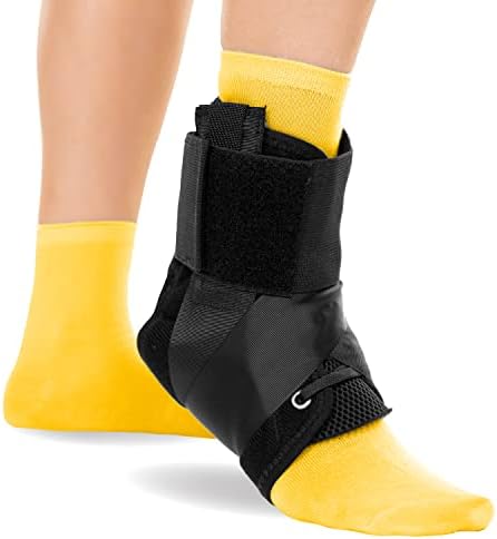 BraceAbility Ankle Brace - Lace-Up, Figure-8 Stabilizer Support for Twisted, Rolled, Sprained Pain Relief - Walking, Running, Basketball Injury Recovery Treatment Wrap for Men, Women, Kids (L)