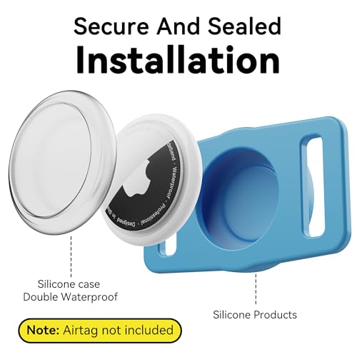 Image of GOCII for Airtag Dog Collar Holder 2 Pack,Waterproof Dog Collar Holder for Apple AirTag(Gen 1 & 2),Silicone Air Tags Case for Dog Collars(Blue & Gray)