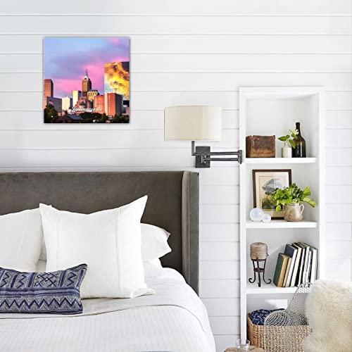Skyline Indianapolis panneau bois décoration murale vintage salon et entrée 40x40 cm