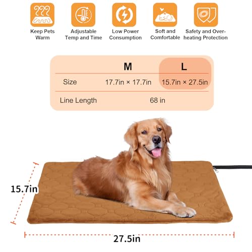 Tapis chauffant pour chats et chiens marron café lavable - 6