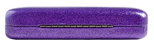 Spunkysoul Mystic Purple Medium Premium Fashion Women's Hard Eyeglasses Case | Smooth Glitter | Bonus Cleaning Cloth #TOP2