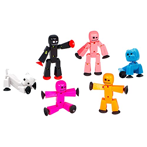Zing Stikbot Family Pack - Lot de 4 Figurines, 1 Chat et 1 Chien - Créez une Animation Stop Motion