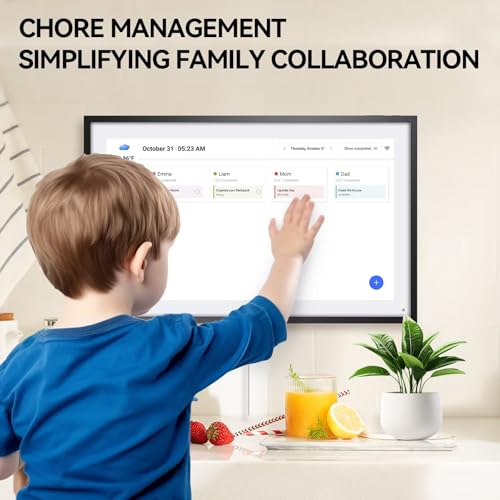 LOOFII 15.6" Smart Digital Calendar – 1920×1080 Full HD Touchscreen Family Planner & Calendar with Chore Chart & Meal Planner, Wall-Mountable (Black White)