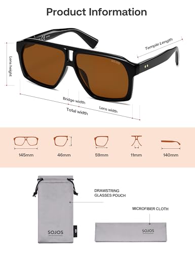 Image of SOJOS Trendy Polarized Aviator Sunglasses for Women Men,Fashion Square Aviators Shades Vintage Style UV400 Protected SJ2699