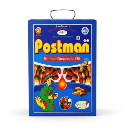 Image of Postman Premium Refined Groundnut Oil 15Litre Tin | Pure & Light Peanut Oil for Deep Frying, Cholesterol Free & Vitamin E Rich Singdana Tel