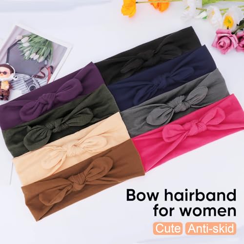 Image of DRESHOW 8 Pack Headbands for Women Yoga Knotted Headbands Elastic Criss Cross Hair Accessories Sports Head Wrap Non Slip