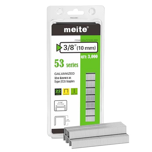 meite JT21 Staples, 3/8 Inch Staples for Staple Gun - 3,000 Counts