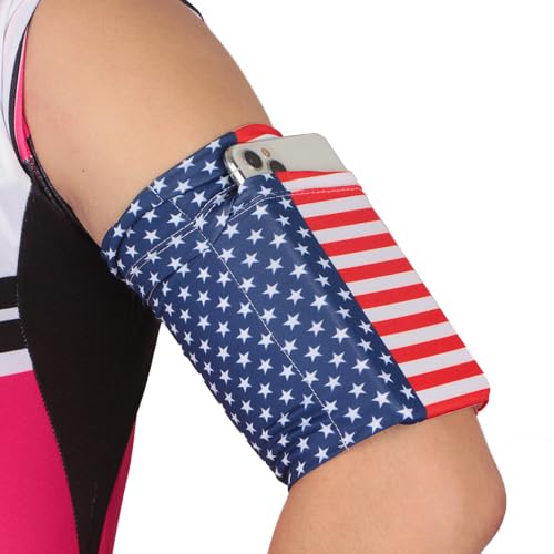 RAKSONIC Running Phone Armband for Men Women,Universal Arm Bands for Phones Below 7.5 Inches,Waterproof Cell Phone Armband for Hiking,Running,Cycling,Climbing(Star Stripes L)