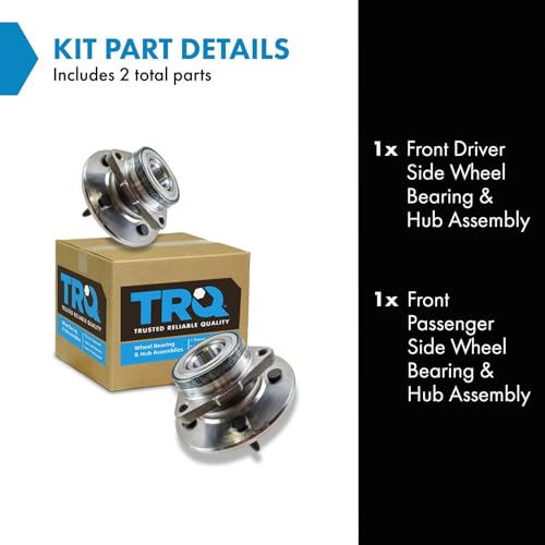 Image of TRQ 2 Piece Front Wheel Bearing & Hub Assembly Set Compatible with 1997-2000 Ford F-150