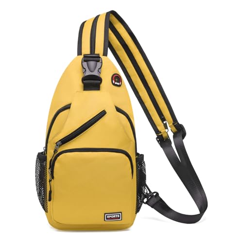 Image of Convertible Sling Bags for Women Men, Lightweight Crossbody Backpack Daypack Fit for 11 inch Tablet for Casual Travel Sport Hiking (Yellow)