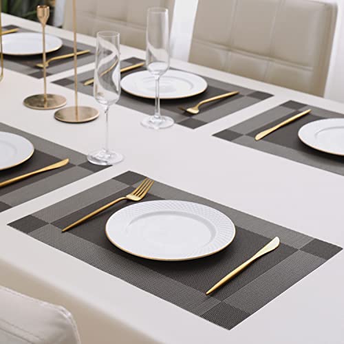 Image of HOKIPO PVC Washable Set of 6 Placemats for Dining Table - 45x30 cm (AR877GRY)