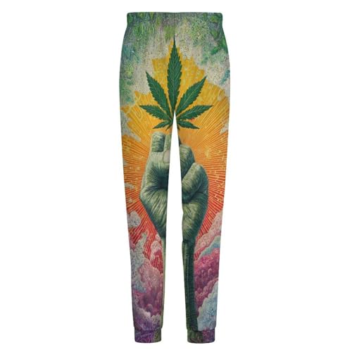 Psychedelic Weed Leaf Strong Fist Men's Pajama Pants Lounge Pant Sleepwear PJ Bottoms4
