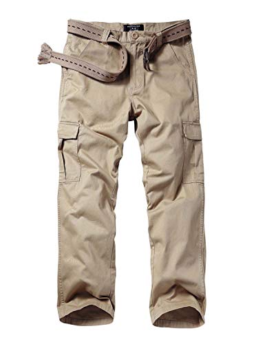 Match Men's Loose-Fit Straight Stretch Twill Cargo Pants (38, 6039 Light Khaki)2