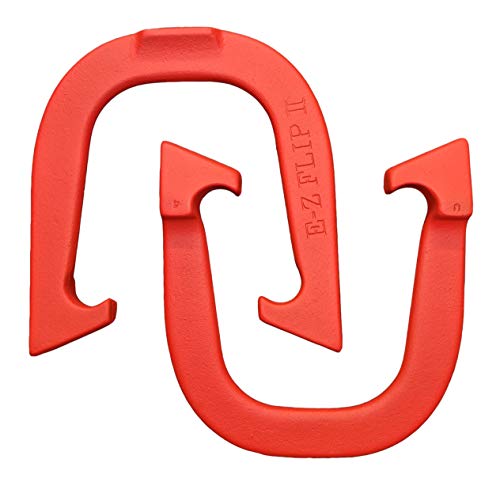 E-Z Flip II Professional Pitching Horseshoes- USA Made (Red- Single Pair (2 Shoes))