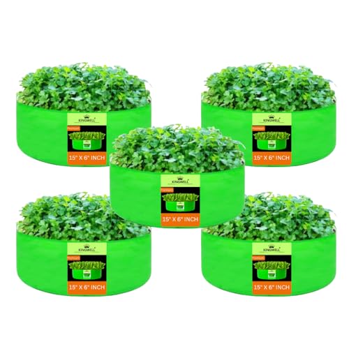 Image of Kingwell Grow Bag 15x6 inch Pack of 5 For Terrace Garden Leafy Vegetable Plant Grow Bags Fruits Growing Containers For terrece Gardening