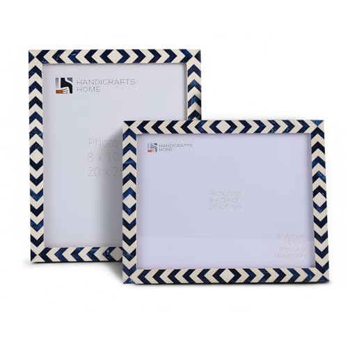 Image of Handicrafts Home Azul 8x10 Picture Frame Set of 2, Vintage Photo Frames for Wall or Tabletop Display, Family Wall Decor, Gallery Wall Frame Set, Wall Display-Resin Inlay.Candy Cane Collection.