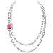 Produktbild ArtiDeco 1920s Halskette Damen Gatsby Kostüm Accessoires Imitation Perlen Kette Retro Hochzeit Braut Halskette mit Kristall (Rot)