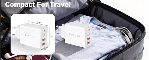 Caricatore Usb C 40W Con 2 Cavi 1M, Alimentatore 2 Usb C + 2 Usb A Con Cavo Type C E Cavo Lightning Iphone, Caricabatterie Rapido Pd 20W Per Iphone 17 16 15 14 13 12 Pro Max, Samsung S25 S24, Ipad - 7