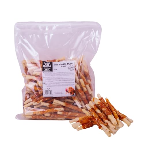 Quibropets - Snacks Naturales para Perros, Palitos de Piel de Vaca Envuelto en Pollo, Chuches para Perros, Golosinas para Perro, Premios para tu Mascota, Bolsa de 1 kg