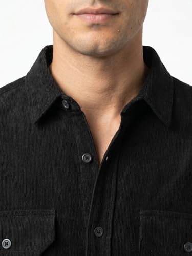 Image of Urbano Fashion Men's Corduroy Full Sleeve Regular Fit Solid Overshirt with Utility Pockets