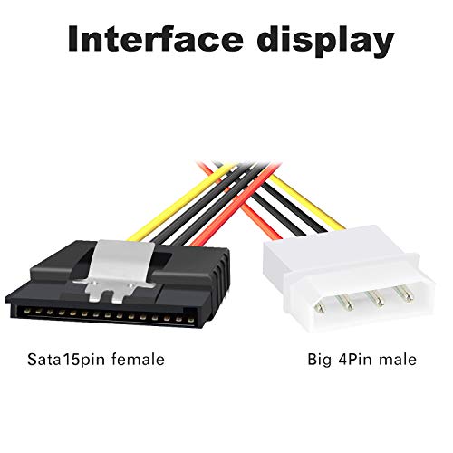 Sata To Molex Adapter 3 Pack 4Pin Molex To Sata Power Cable Sata 15 Pin Female To Molex 4 Pin Male Power Cable Adapter 8-Inch #TOP1