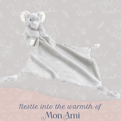 Image of MON AMI Ozzy The Elephant Plush Lovey for Babies | 13.5 inch Knotted Security Blanket | Soft Baby Comforter Toy | Perfect Newborn Essential for Birthdays & Baby Showers
