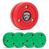 Green Biscuit 4-Pack Snipe New 2.0 Off Ice Hockey Pucks with 1 NHL Puck, Street Hockey Puck for Stickhandling and Shooting Practices - Official (Florida Panthers)