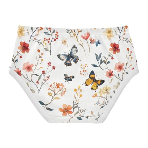 ZZKKO Butterfly Floral Farmhouse Girls Underwear Toddler Panties for Girls Comfort Brief Size 2T-8Y2